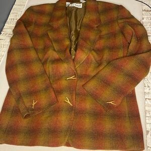 Anne Klein vintage wool blend blazer gold tone branch buttons size 4 made in USA